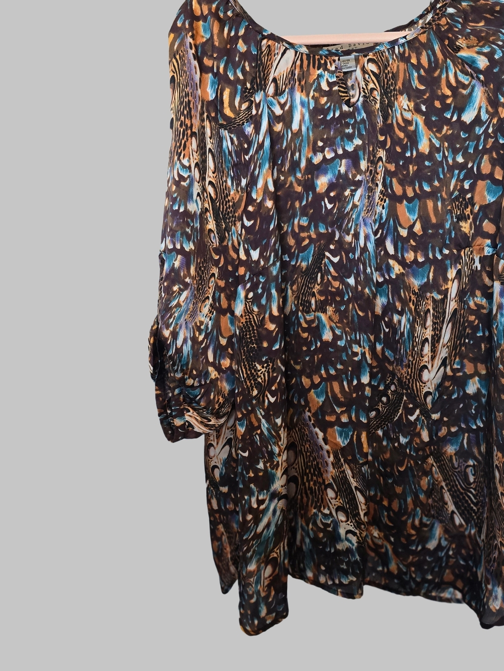 Fred David Brown & Blue Printed Tunic Top